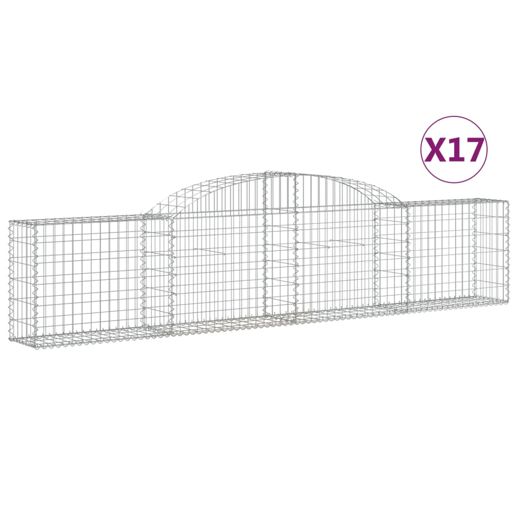 17 db íves horganyzott vas gabion kosár 300x30x60/80 cm (3146498)