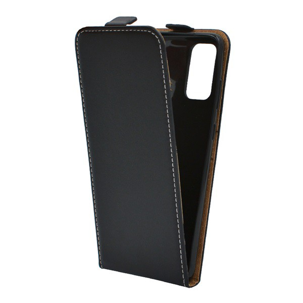 Tok álló, bőr hatású (FLIP, lefelé nyíló, szilikon tartó) FEKETE [Samsung Galaxy S20 Plus 5G (SM-G986)] (5996457941315)