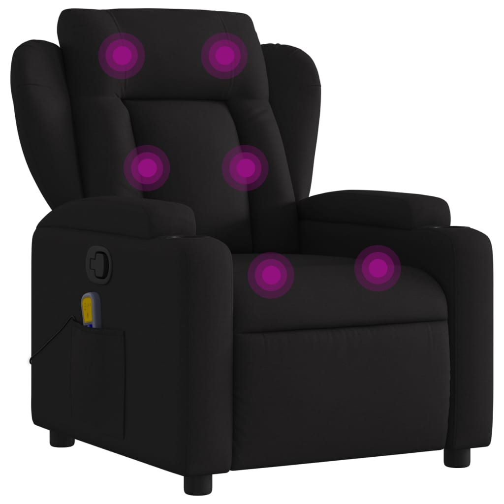 fekete szövet dönthető masszázsfotel (372417)