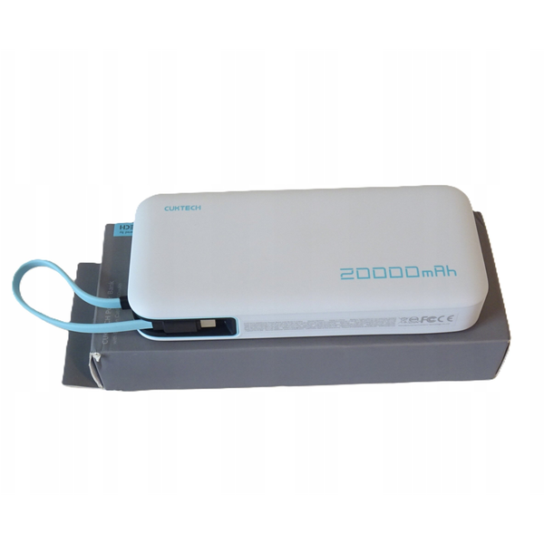 Cuktech CUKP200NGLLG 55W 20000mAh Power Bank beépített USB-C kábellel