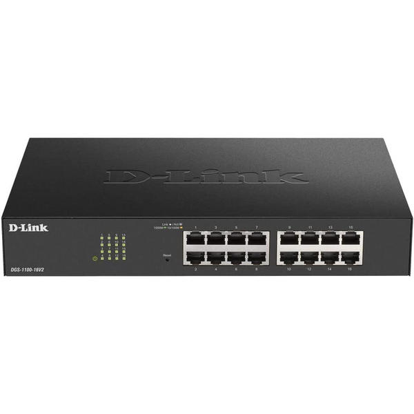 D-Link DGS-1100-16V2 Administreret L2 Gigabit Ethernet (10/100/1000) Sort