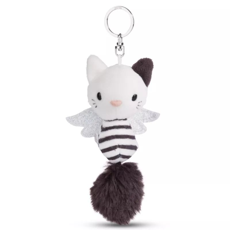 Nici Green Fekete-fehér csíkos cica védőangyal plüss kulcstartó - 12 cm (49061)