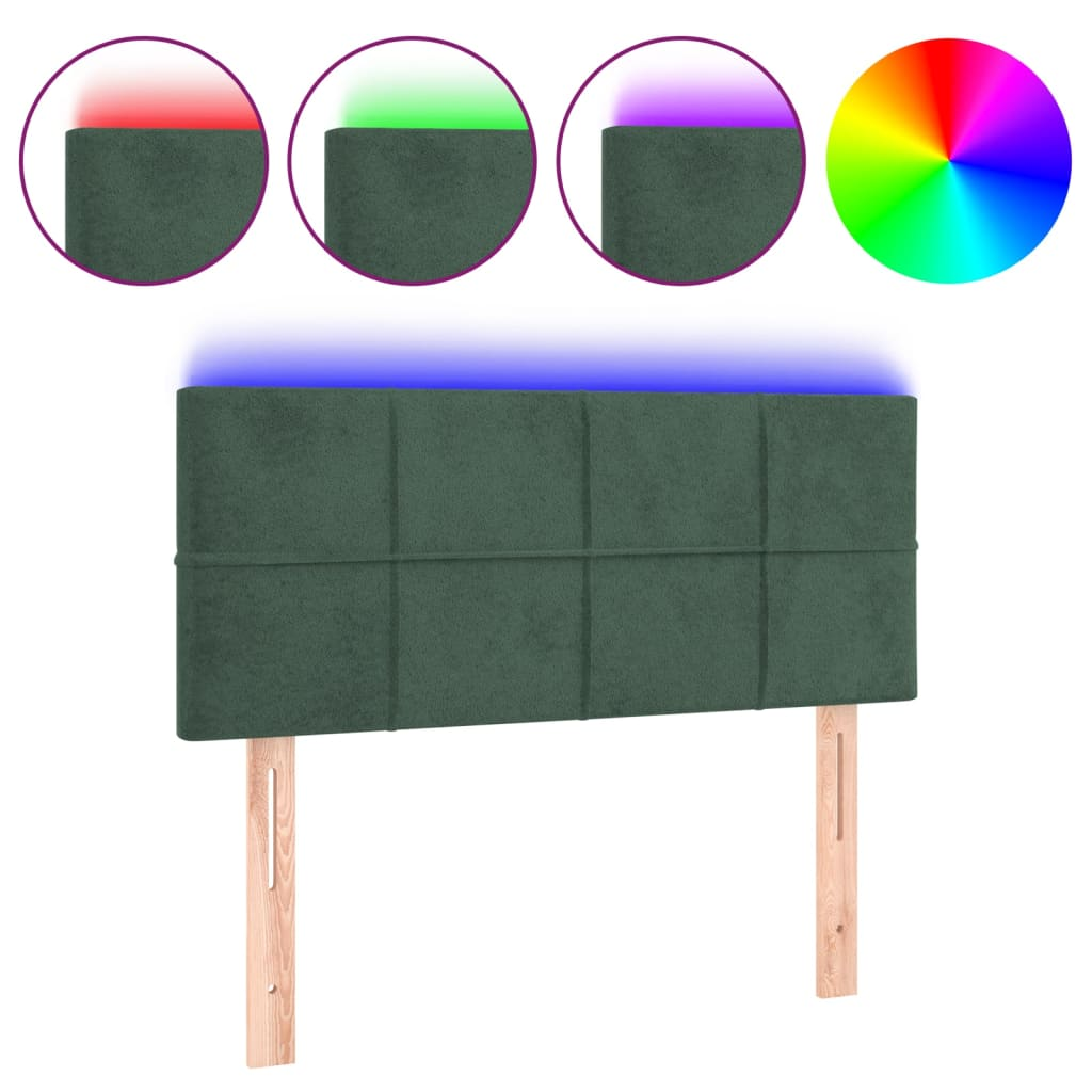 sötétzöld bársony LED-es fejtámla 80 x 5 x 78/88 cm (3121645)