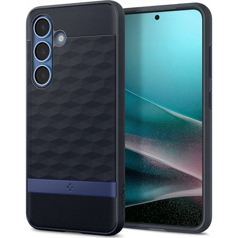 Samsung S25 Spigen Parallax Szilikon Telefonvédő Ütésállóság, 3d Rombusz, Sötétkék (8809971238953)