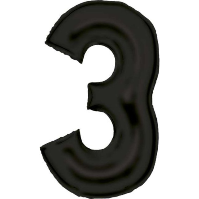 Lustre Szám Fólia Lufi - 3-as, 86 cm, Fekete (9917305)