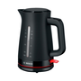 Кана за затопляне на вода Bosch TWK3M123, 1.7 л, Филтър за котлен камък, Автоматично изключване, Защита от прегряване, Изключване при вдигане на каната от поставката, Черен