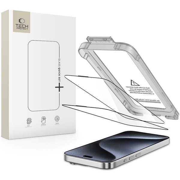 Tvrzené sklo Tech-protect pro Apple iPhone 15 Pro, 2 ks