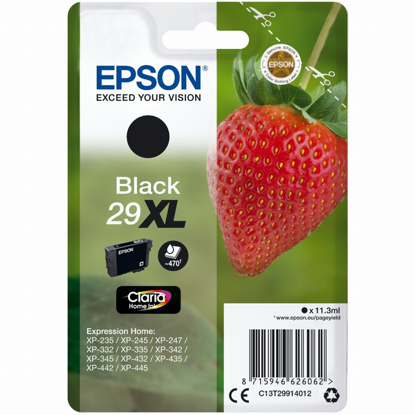 Epson Strawberry C13T29914012 глава и патрон за мастиленоструен принтер 1 броя Оригинал Висок (XL) добив Черен