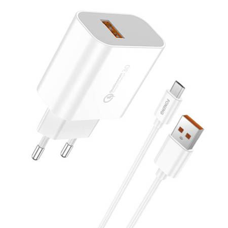 Foneng Nabíječka do sítě EU46 USB 18W 3A s kabelem USB na Micro USB bílá