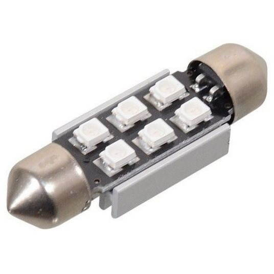 COMPASS Izzó, 6 SMD LED, 12 V, szofita SV8.5 38 mm, CAN-BUS ellenállás, kék (33816)