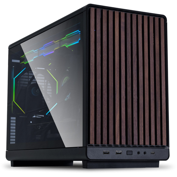 Lian Li A3-mATX Wood Edition számítógépház - edzett üveg, fekete