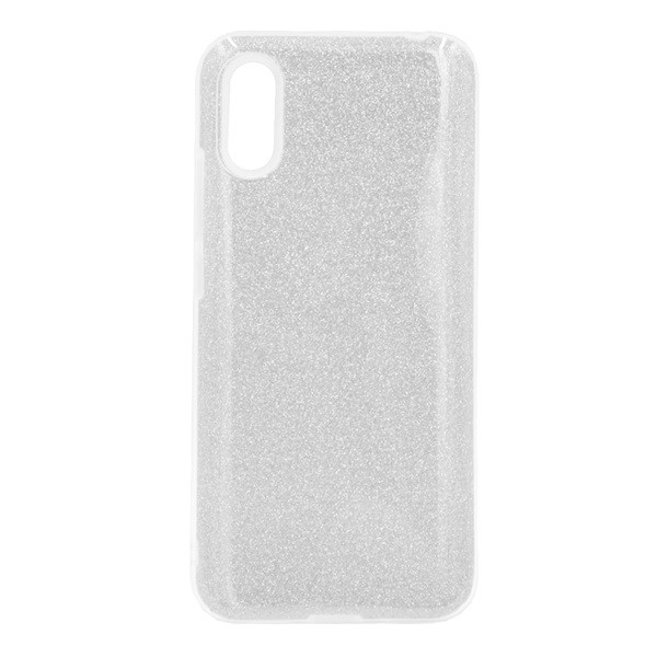 Szilikon telefonvédő (műanyag belső, csillogó hátlap) EZÜST [Xiaomi Redmi 9A (Redmi 9 AT)] (5996591031842)