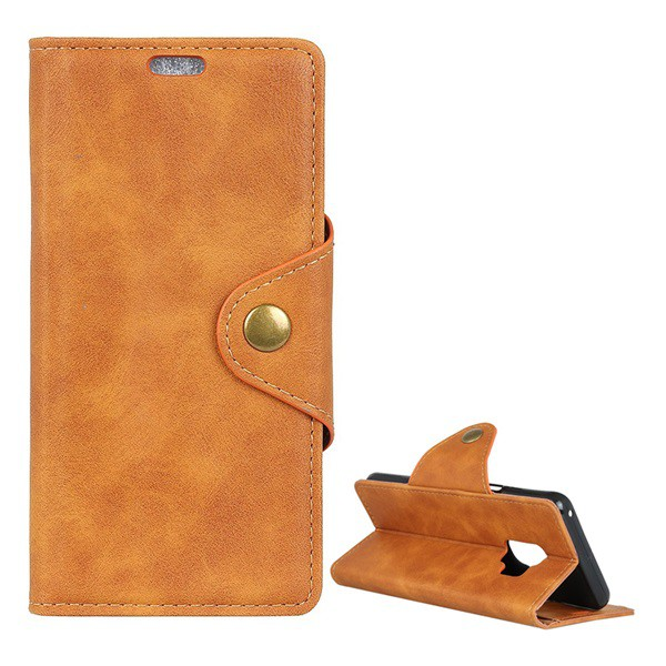 Tok álló, bőr hatású (FLIP, oldalra nyíló, asztali tartó funkció, koptatott bőr hatású minta, prémium) BARNA [Samsung Galaxy S9 (SM-G960)] (5996457762057)