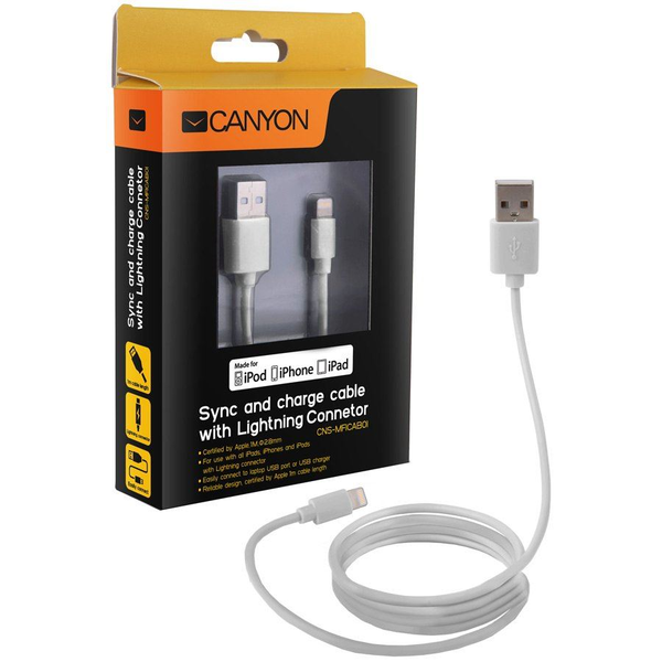 Canyon CNS-MFICAB01W Ultra-kompact MFI kábel fehér