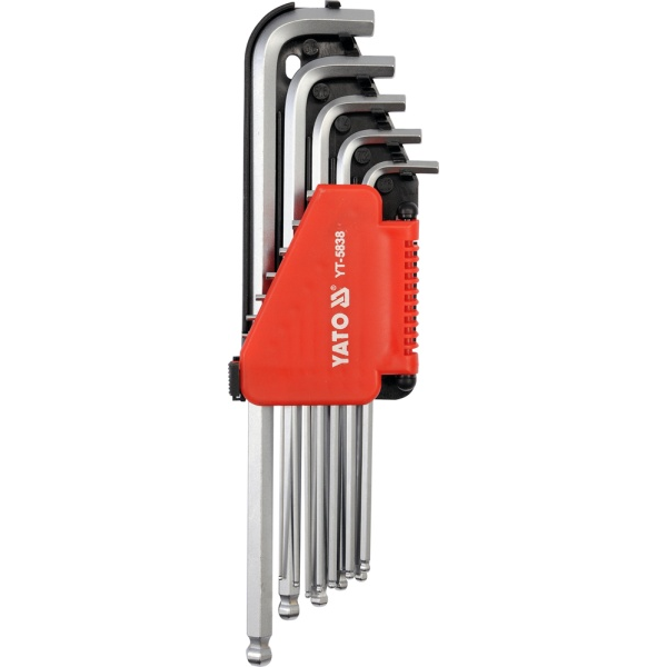 YATO imbuszkulcs-készlet, golyós, 12 db, hosszabb