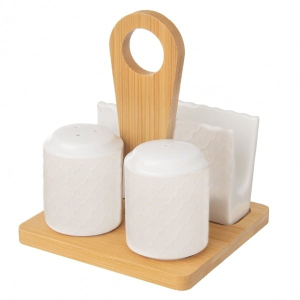 ORION fűszerkészlet + szalvétatartó porc. /bambusz WHITELINE (153692)