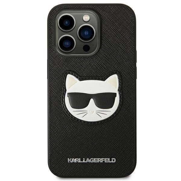Karl Lagerfeld Saffiano Choupette Head Patch Apple iPhone 14 Pro Max tok fekete (KLHCP14XSAPCHK) (KLHCP14XSAPCHK)