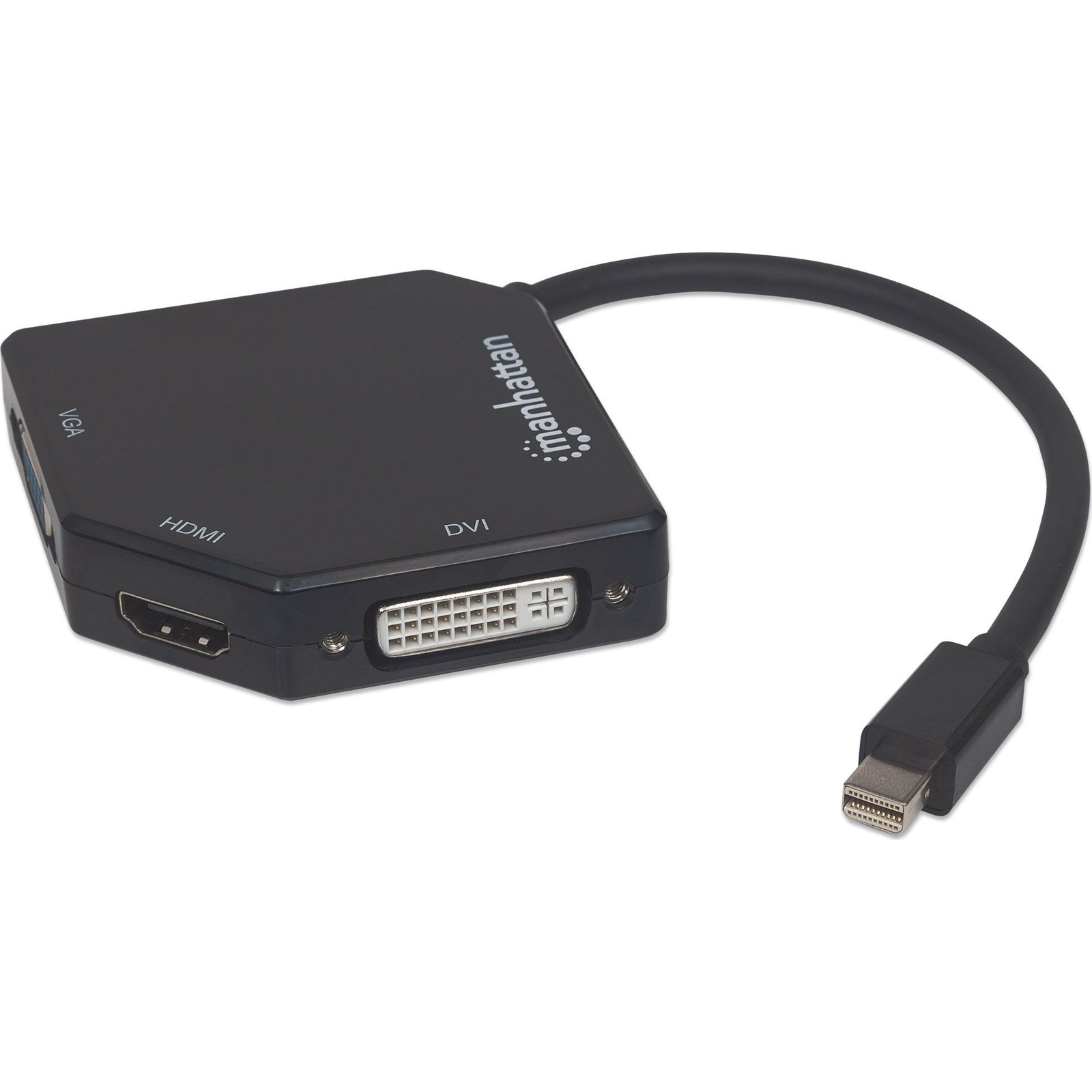 Manhattan 207720 video átalakító kábel 0,25 M Mini DisplayPort DVI-I + VGA (D-Sub) + HDMI Fekete (207720)