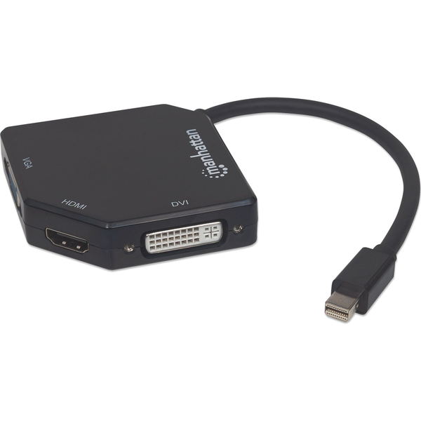 Manhattan 207720 video átalakító kábel 0,25 M Mini DisplayPort DVI-I + VGA (D-Sub) + HDMI Fekete