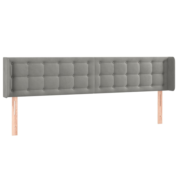 Tăblie de pat cu aripioare gri deschis 163x16x78/88 cm catifea