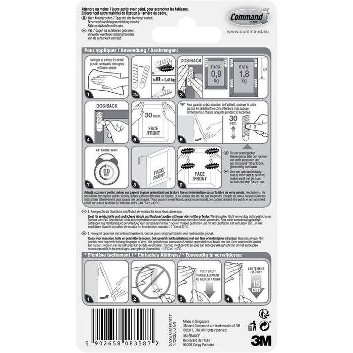 3M Command képmontázs csíkok Fekete (17202BLKFGN) (17202BLKFGN)