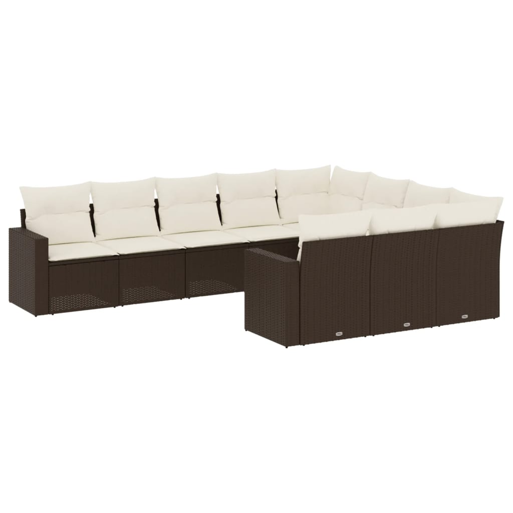 10 részes barna polyrattan kerti ülőgarnitúra párnákkal (3251830)