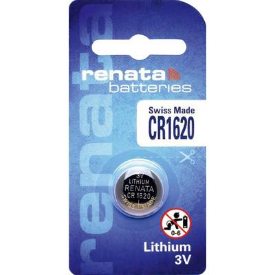CR1620 lítium gombelem, 3 V, 68 mA, Renata BR1620, DL1620, ECR1620, KCR1620, KL1620, KECR1620, LM1620 (703584)
