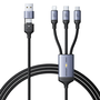 JoyRoom SA21-2T3 USB-A/USB-C apa - Lightning/USB-C/Micro USB apa Töltőkábel - Fekete (1.5m)