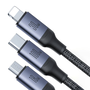 JoyRoom SA21-2T3 USB-A/USB-C apa - Lightning/USB-C/Micro USB apa Töltőkábel - Fekete (1.5m)