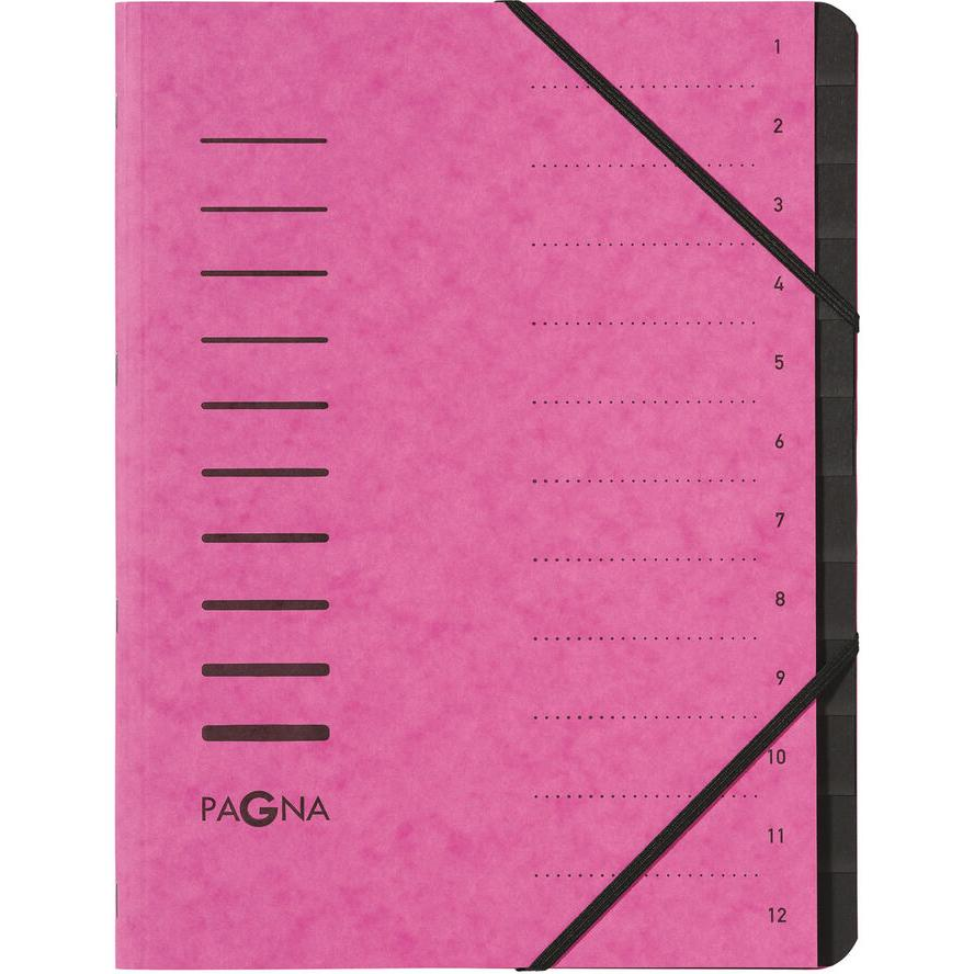 PAGNA Ordnungsmappe 12 Fächer 1-12 dunkelrosa (40059-34) (40059-34)