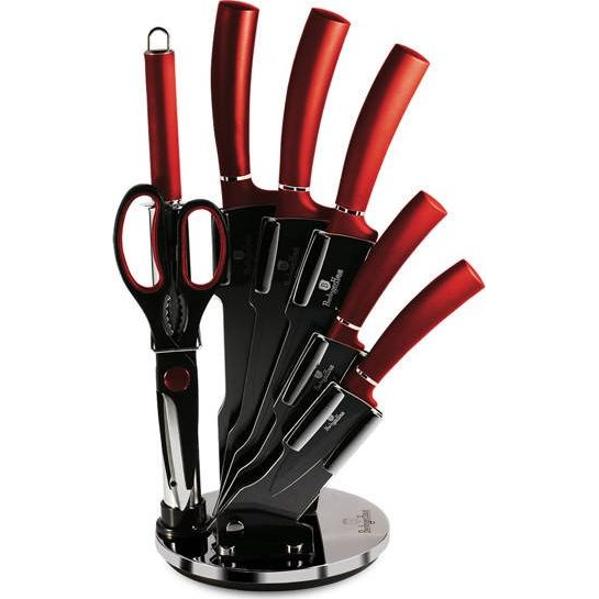 Berlinger Haus BH/2562N akril állvánnyal, burgundi 8 részes késkészlet (BH/2562)