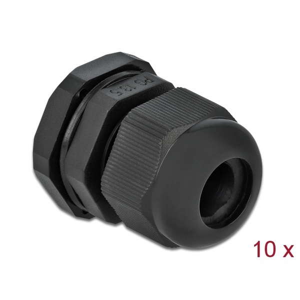 DELOCK Kabelverschraubung PG13,5 10 Stück schwarz