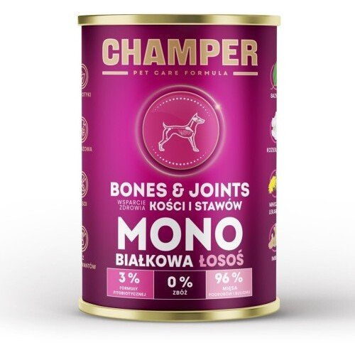 CHAMPER BONES&JOINTS MONOBIAŁKOWA łosoś mokra karma dla psa 400g