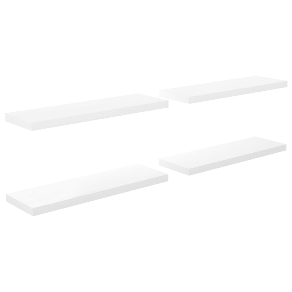 4 db magasfényű fehér MDF fali polc 80 x 23,5 x 3,8 cm (323753)