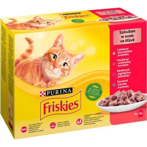 Friskies 12 Pack Szósz Multipack - Piros, Csirke/Marha/Bárány/Kacsa (12400661)