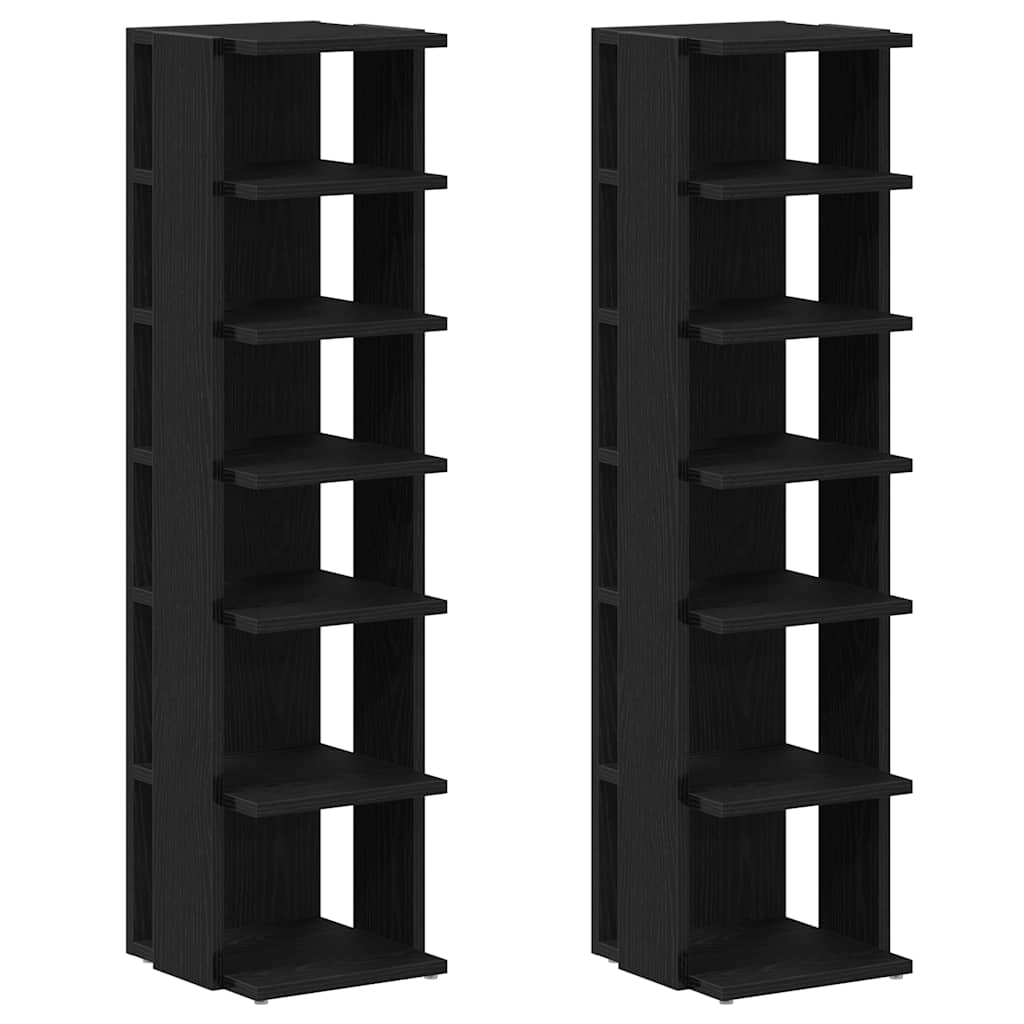 2 db fekete tölgy szerelt fa cipőszekrény 25x27x102 cm (862067)