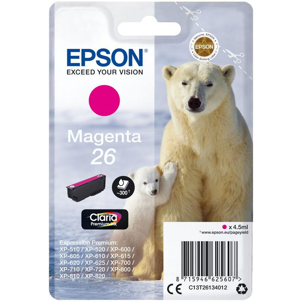 Epson Polar bear C13T26134012 blækpatron 1 stk Original Standard udbytte Magenta
