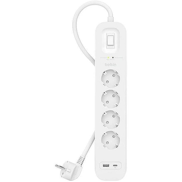 STECKDOSENLEISTE BERSP.SSCHUTZ 4FACH 1XUSB-A+ 1XUSB-C 18W 2M