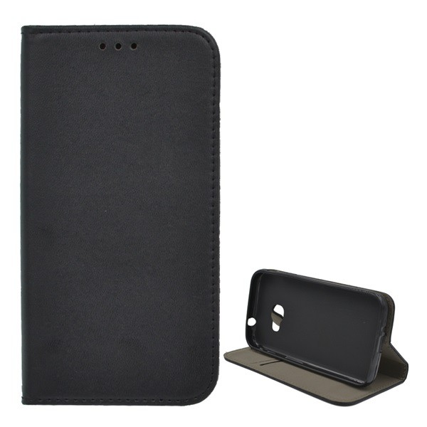 Tok álló, bőr hatású (FLIP, oldalra nyíló, asztali tartó funkció) FEKETE [Samsung Galaxy Xcover 4s (SM-G398F)]