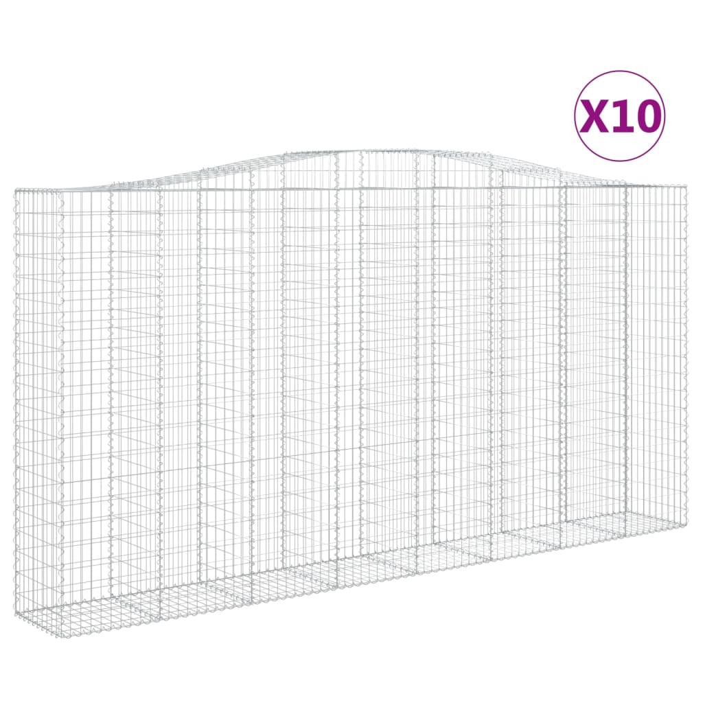 10 db íves horganyzott vas gabion kosár 400x50x200/220 cm (3146029)