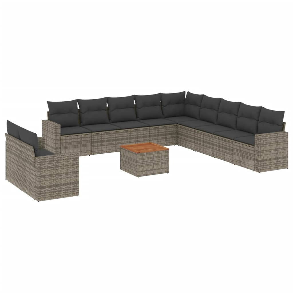 12 részes szürke polyrattan kerti ülőgarnitúra párnákkal (3256536)
