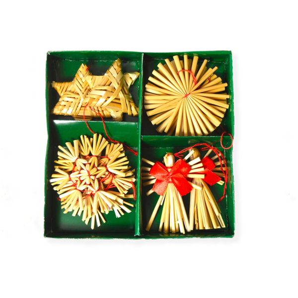 LAALU Karácsonyi szalmadísz, 4-6 cm, 12 db