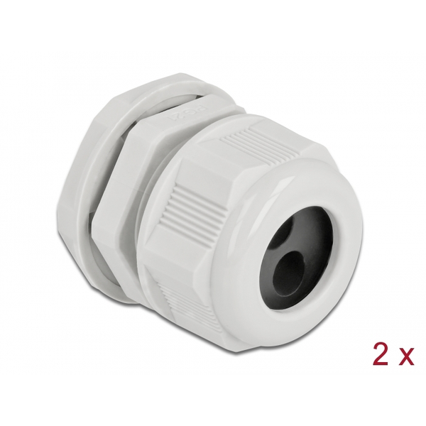 Delock Kábel tömszelence PG21 kerek kábelekhez, két kábel bemenettel 2 db. Szürke (60372)