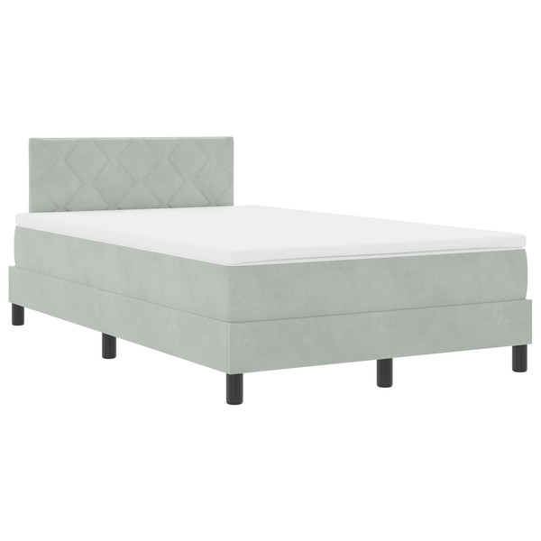 Box Spring Ágy Matrac & LED Fény Szürke 120x190 cm Bársony