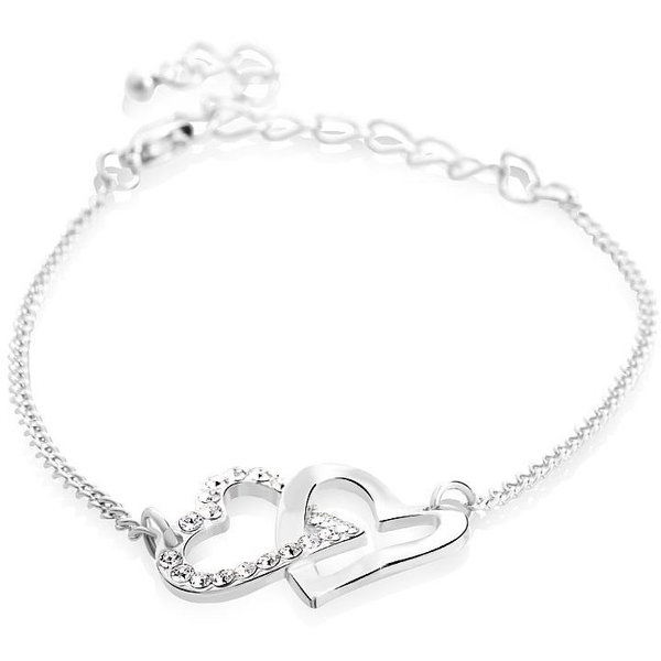 JSB Bijoux dupla szíves karkötő, Swarovski® kristállyal