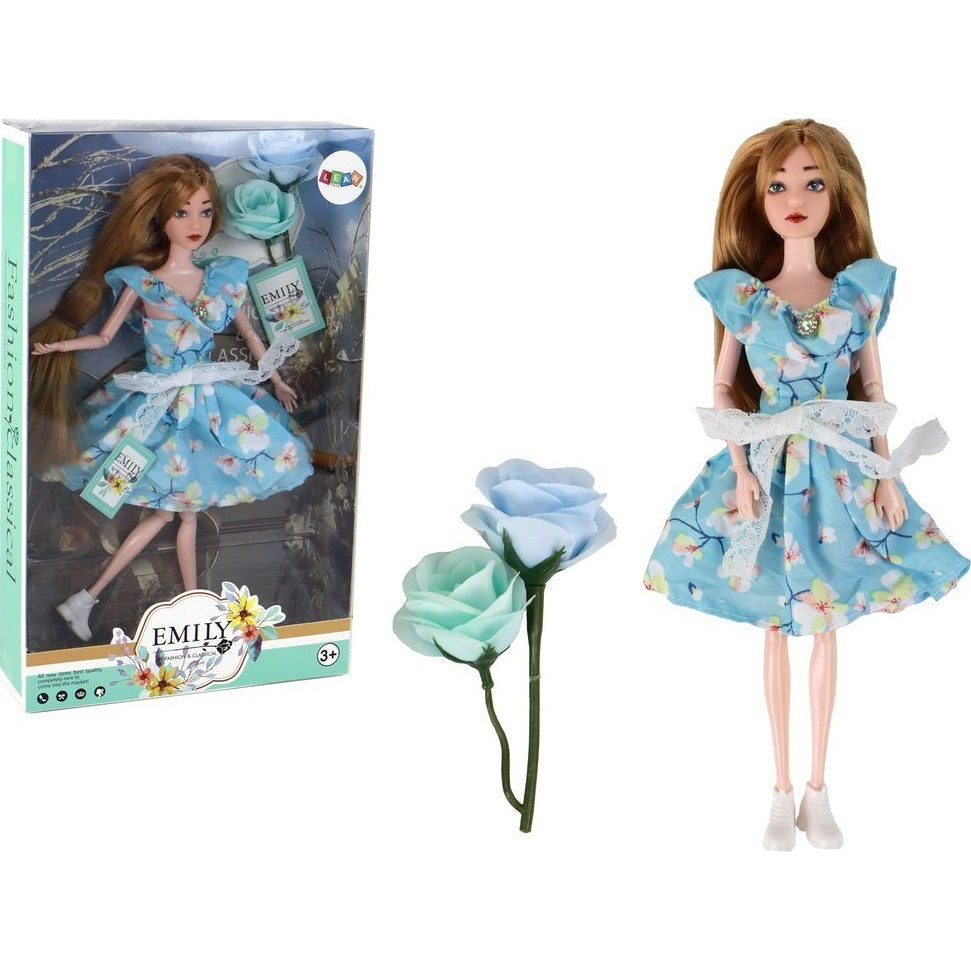 Gyermek Baba Emily Tavaszi Hosszú Haj Kék Virágos Ruha 13928 (13928)