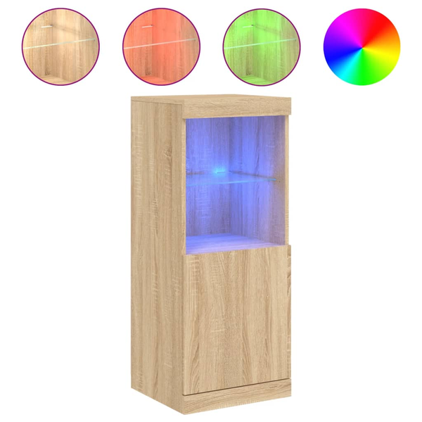 Aparador Con Luces Led Roble Sonoma 41x37x100 Cm Vidaxl