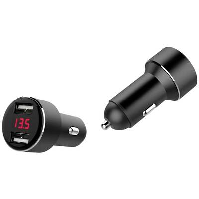 IWH USB töltő DUAL feszültség kijelzővel Terhelhetőség max.=4800 mA 12 vagy 24 V/DC (019062)