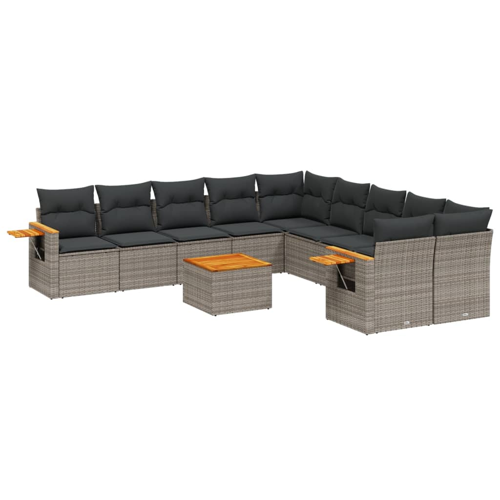 11 részes szürke polyrattan kerti ülőgarnitúra párnákkal (3259603)