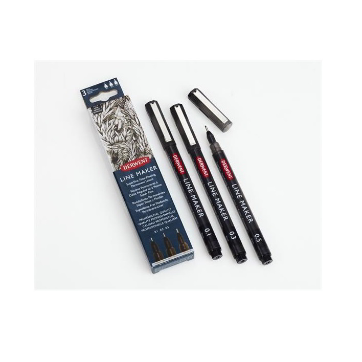 Derwent Line Marker Tűfilc szett - Fekete (3 db / csomag) (2305560)